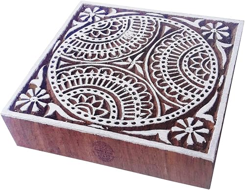 Miniatura 3 de Royal Kraft Bloque de impresión de madera cuadrado - DIY Henna tela textil papel arcilla cerámica sello ESIC4tag025