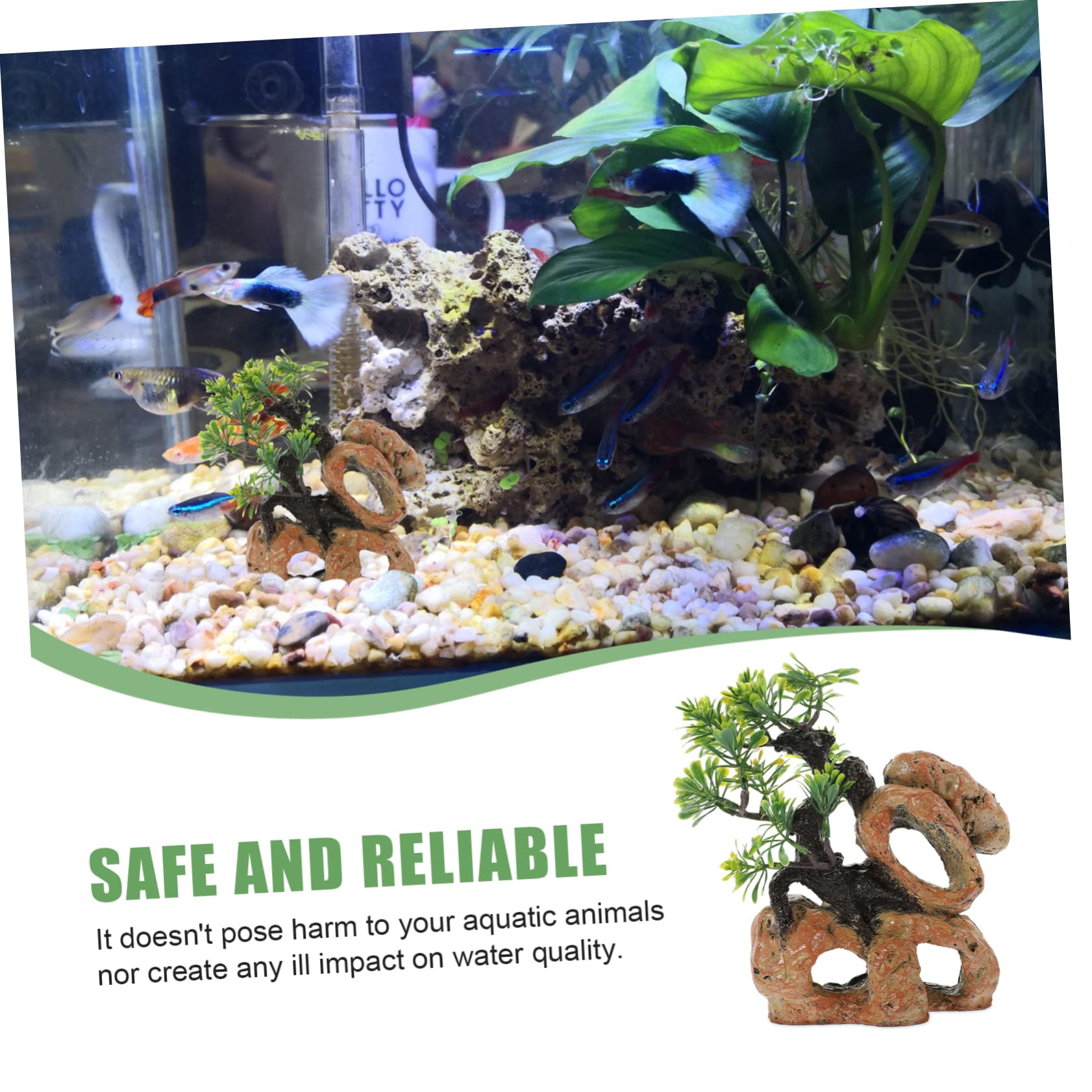 HAPINARY Aquarium Floating Plant Faux Plant Decoration Artificial Tree Branches Realistic Faux Tree Decor Reptile Tank Habitat