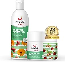 Mylo Care Stretch Marks Combo (Stretch Mark Oil - 100 ml, Stretch Marks Cream - 100 ml) |Stretch Marks removal for women |Made Safe Certified|Safe in pregnancy & effective on all body parts