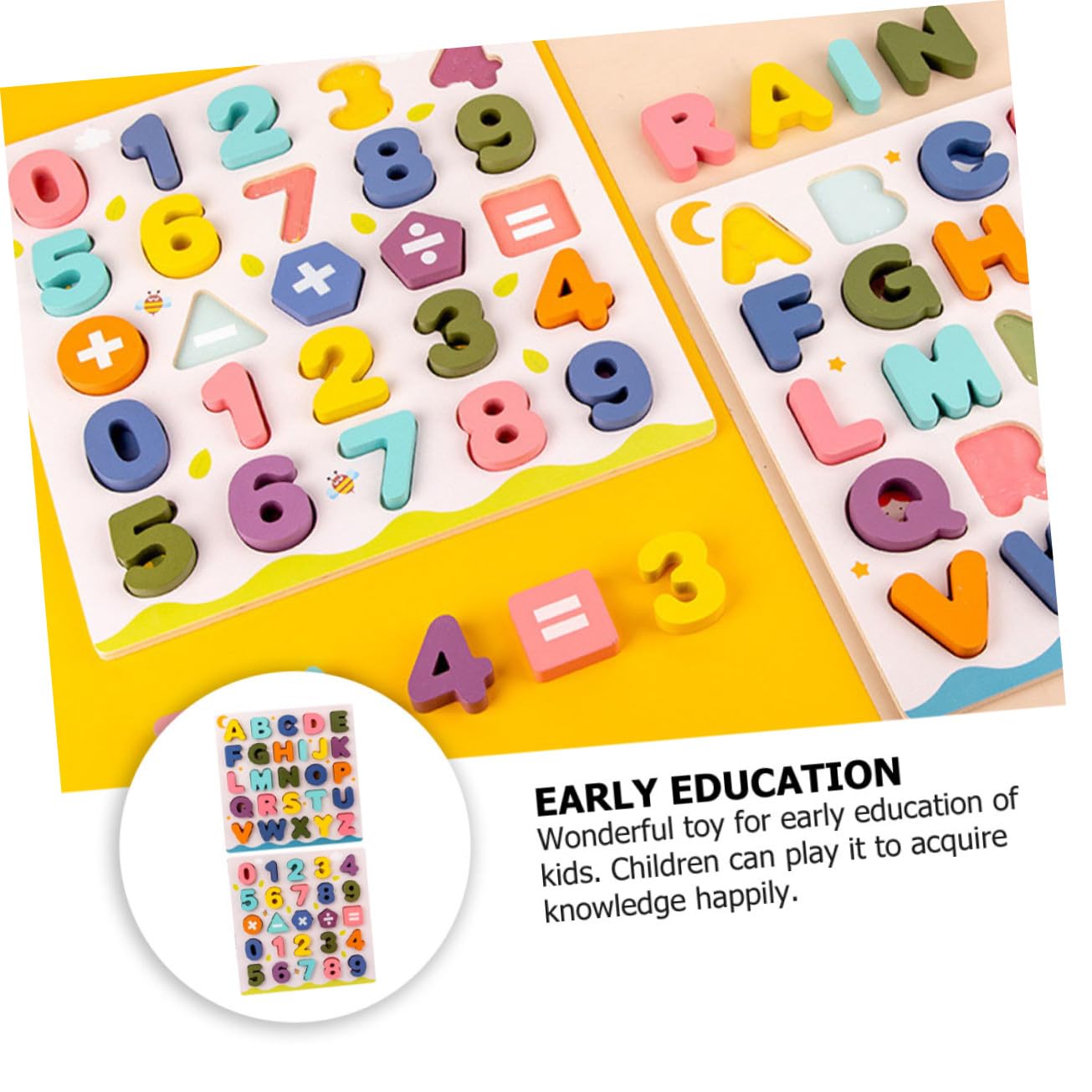 Rompecabezas de Números 2 Juegos de Madera para Niños | Bloques de Alfabeto de Madera, Juguetes Educativos Años, Decoracion Colegio