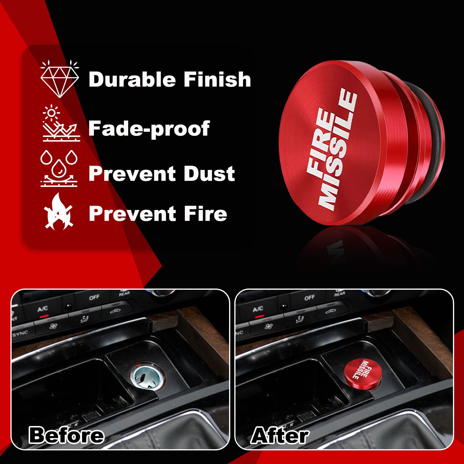 jdm NOSracing Accessori per coperchio antipolvere per accendisigari per auto Non fumatori Tappo per pulsante missile antincendio  34