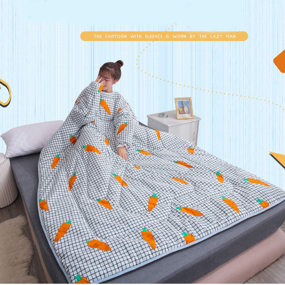 Manta cálida con Mangas, edredón portátil con Cremallera, Capa de algodón Engrosada, Saco de Dormir de Invierno para Adultos, Capa a Prueba de Viento para la Oficina en el hogar 59 * 79in,d