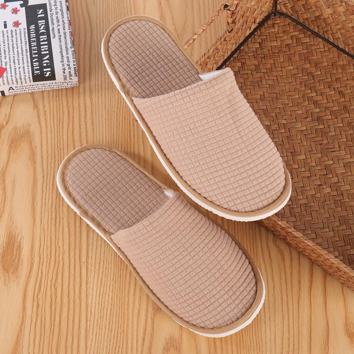 Kiuiom Slippers Hotel,Chausson Invites,SPA Pantoufles,Pantoufles Hôtel en Peluche Pantoufles Intérieur Légères pour Femmes et Hommes pour Hôtels Spa Maison Voyage