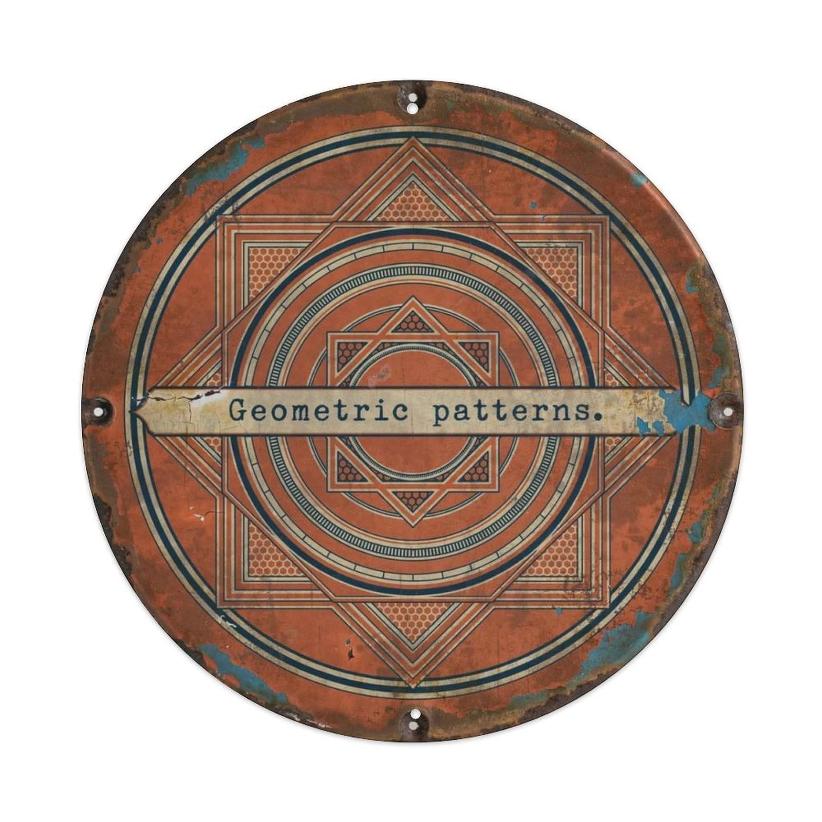 Geometric Patterns. Metal Tin Sign Plaque