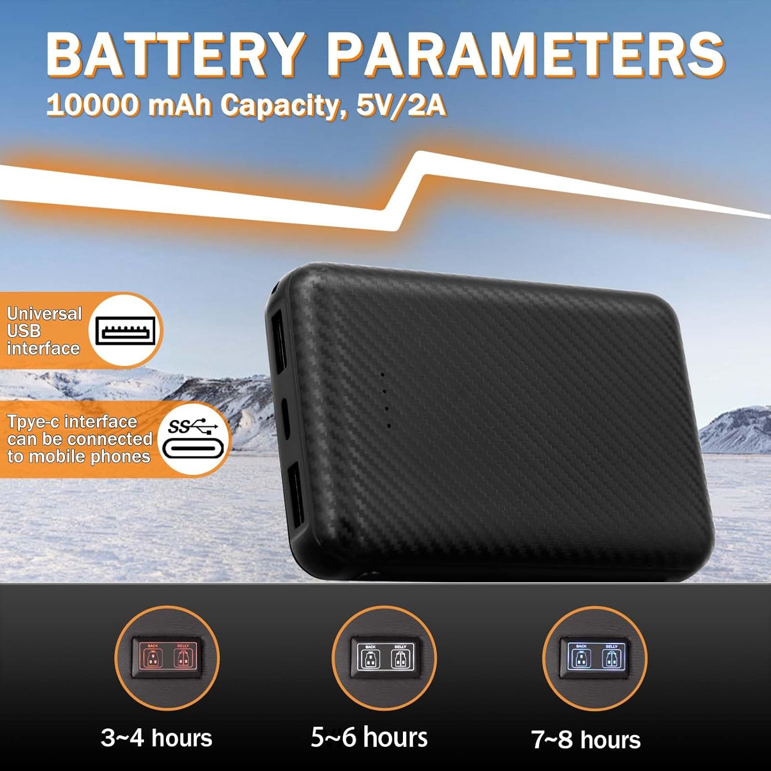 Men's Heated Vest with 10000mAh Battery,Smart Buttons Men Lightweight Heated Vest for Skiing, Hunting,Outdoor Camping - Image 4