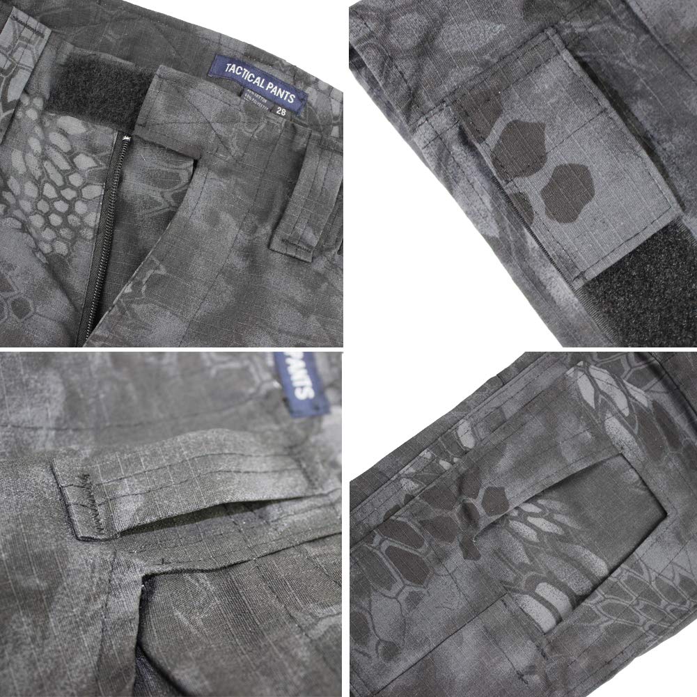 Pantalones tácticos multicámara para Hombres Multi-Bolsillos Camuflaje Militar Pantalones de Caza de Combate Airsoft al Aire Libre con Rodilleras