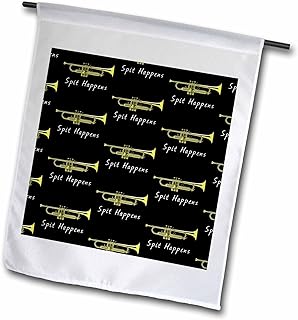 3dRose Funny music pattern for trumpeters in the marching band, spit happens. - Flags (fl_351988_2)
