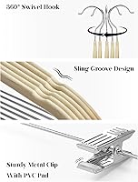 Vista 3 de Cozymood Perchas de Terciopelo para Faldas 36 Paquetes Perchas Ultra Delgadas con Clips Perchas de Terciopelo Antideslizantes para Pantalones