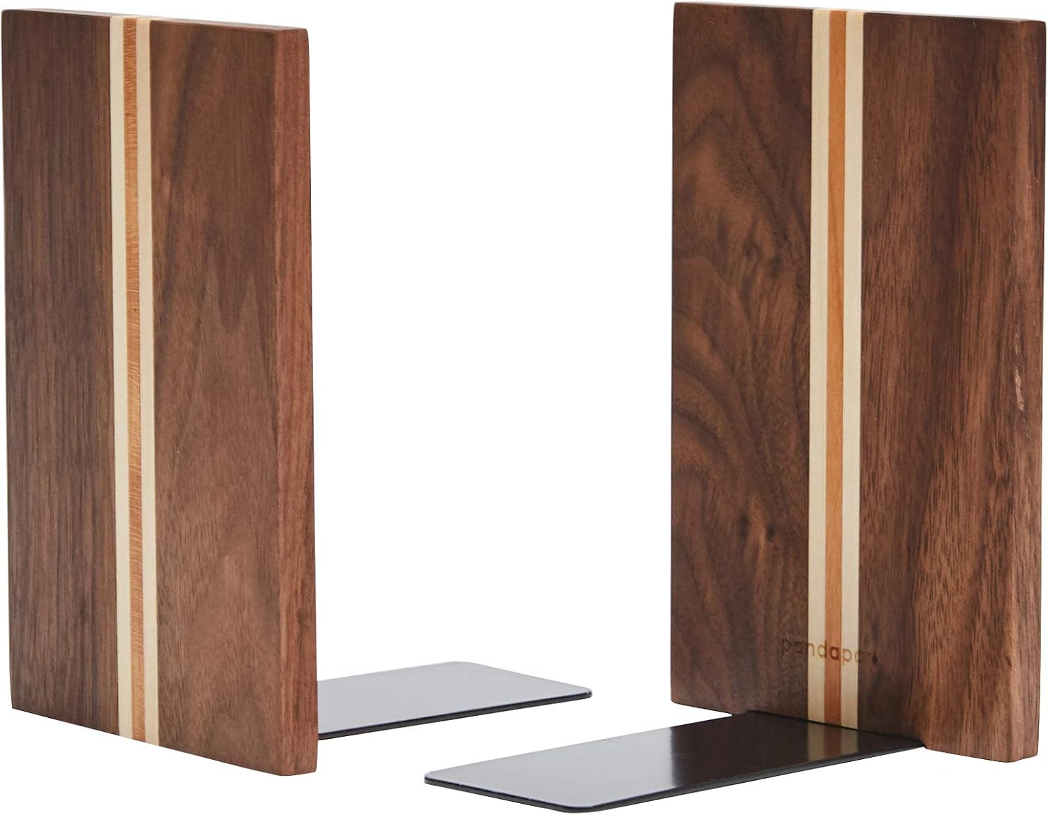 Pandapark Wood Decorative Bookends,NonSkid Bookend for Shelves,Heavy Duty Bookends