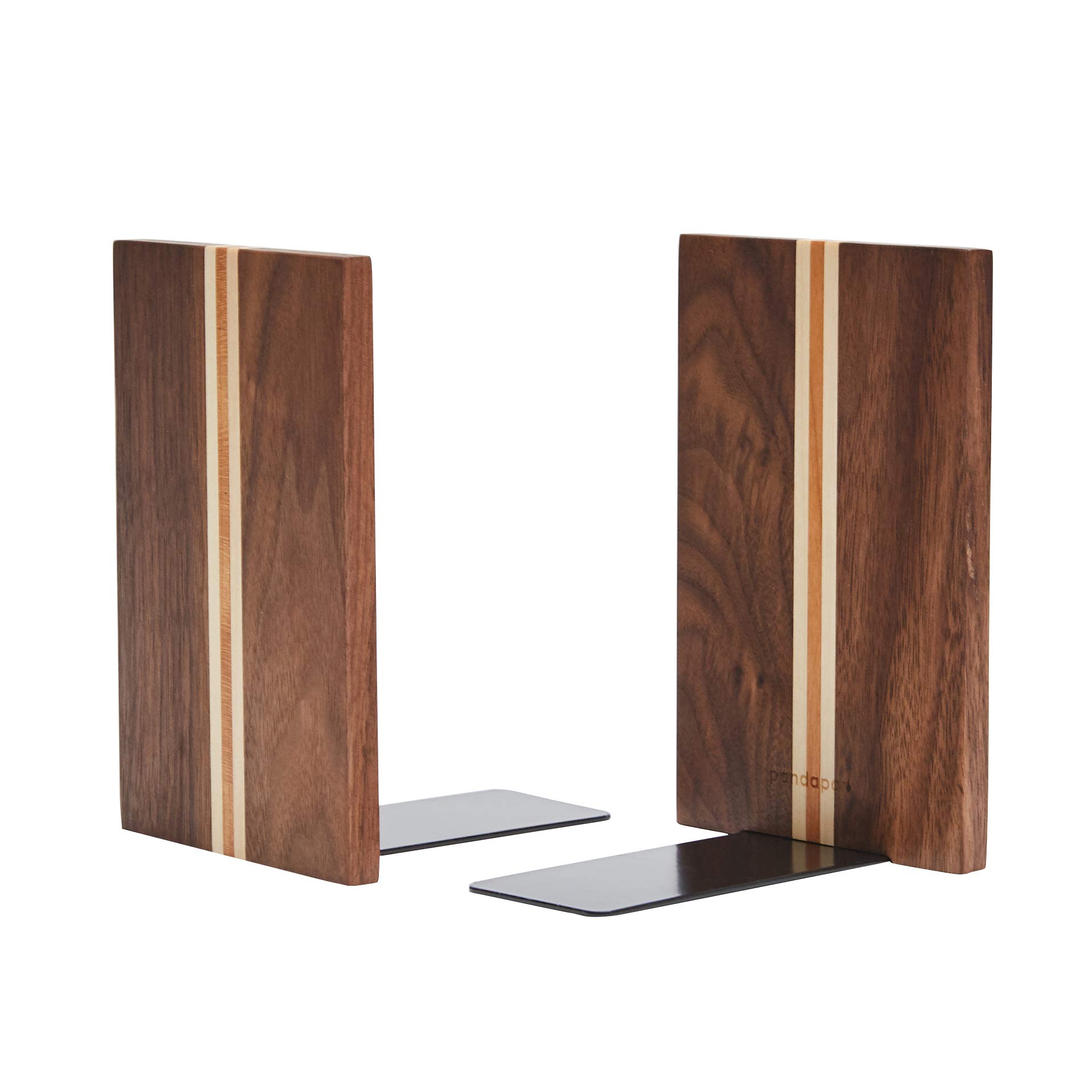 Pandapark Wood Decorative Bookends,Non-Skid Bookend for Shelves,Heavy Duty Bookends,Book Stand for Books/CDs,1 Pair