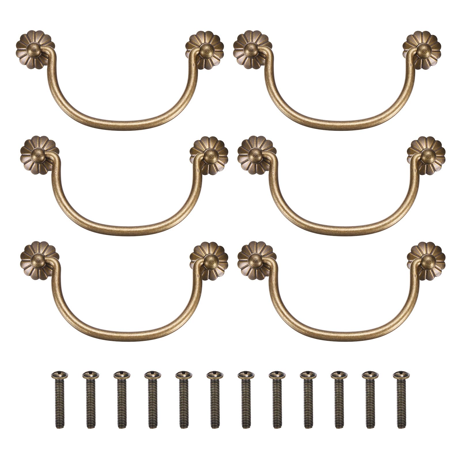 Poignées de tiroir vintage en laiton 10 cm lot de 6 boutons bronze pour meuble