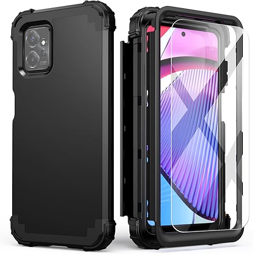 Funda para Moto G Power 5G 2023, Moto G Power 5G 2023 con protector de pantalla, IDweel 3 en 1, a prueba de golpes, ajuste delgado, híbrida,