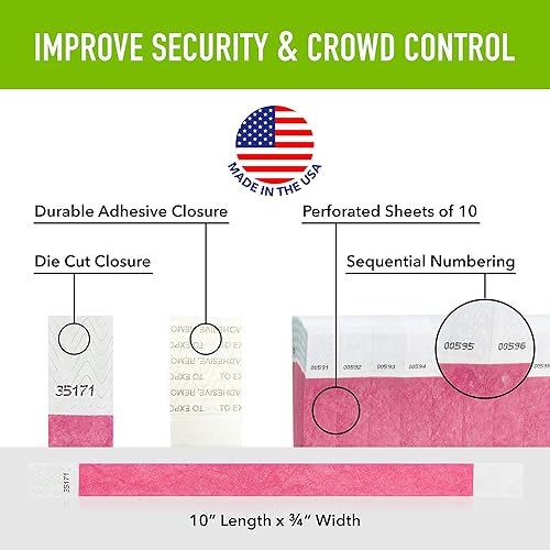 Vista 38 de WristCo pulseras Tyvek, de 3/4", anaranjado neón, Anaranjado Neón