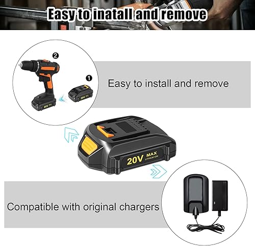 Miniatura 3 de KUNLUN Batería de repuesto de 3.5Ah para batería Worx de 20 V WA3525, WA3578, WA3575, WA3520, WG151s, WG155s, WG251s, compatible con herramientas