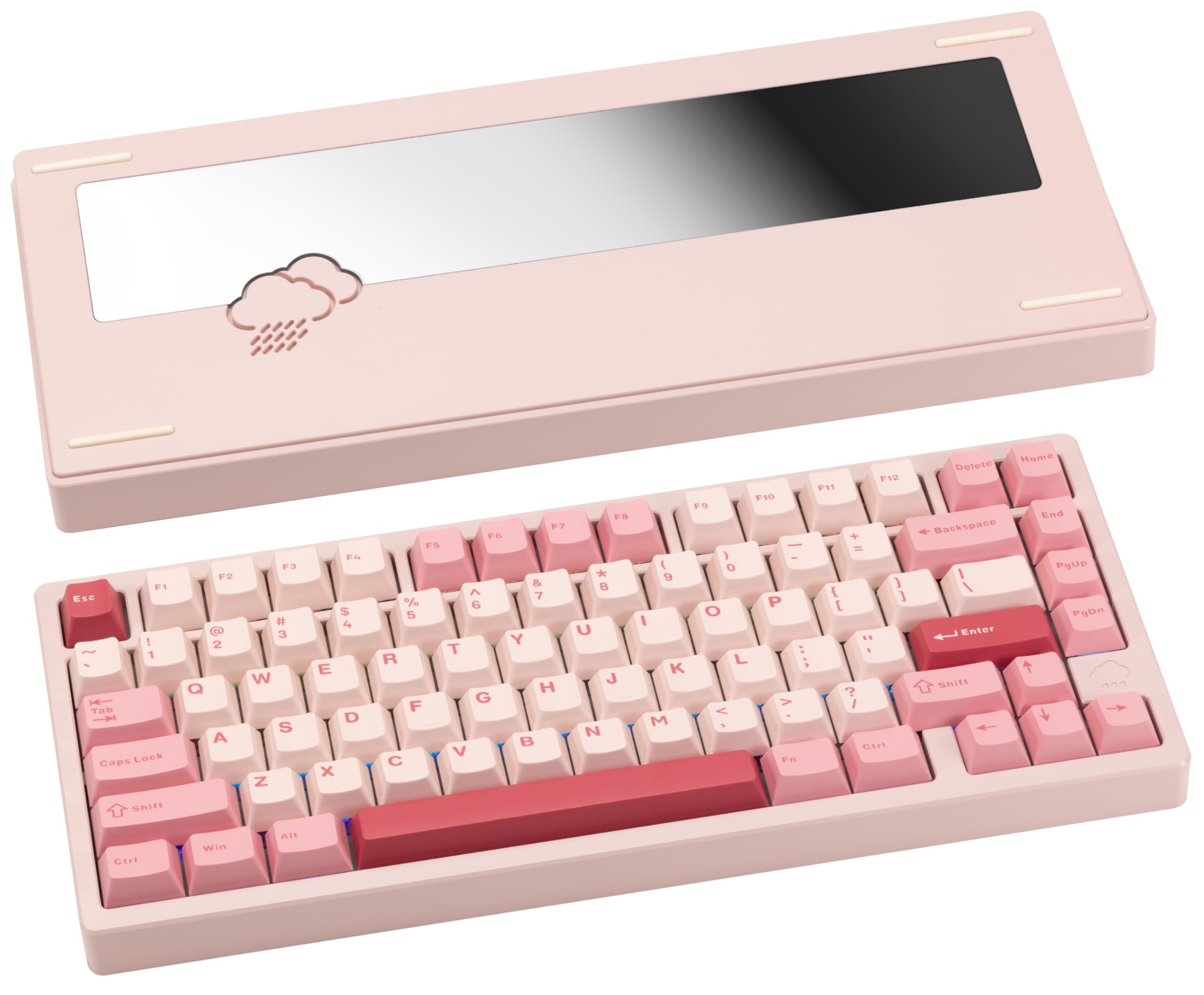CutiePcs WOBKEY Rainy 75 Aluminium HMX/JWK Switches Mechanische Tastatur mit Überragender Akustik, Kabelgebunden, BT, 2.4G Drahtlose Konnektivität (Standard - Pink)