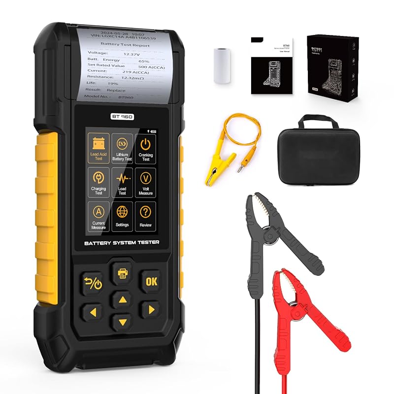 Testador de Bateria Automotiva LINXINO BT960 com Impressora, 30–2000 CCA para Baterias de Chumbo-Ácido e Lítio