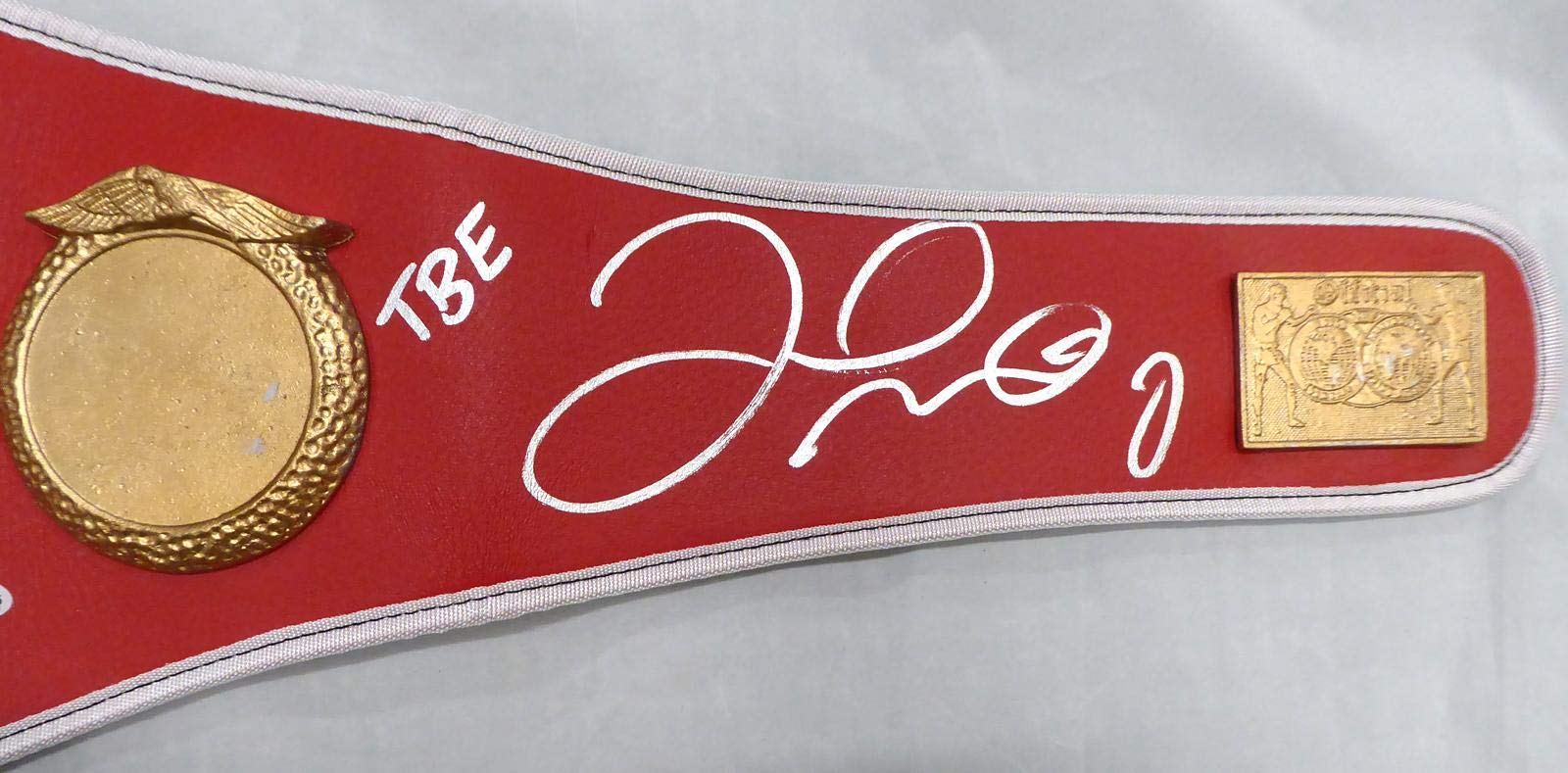 Floyd Mayweather Jr. Autographed Red IBF Full Size Belt "TBE" Beckett BAS Stock #159675 - Autographe