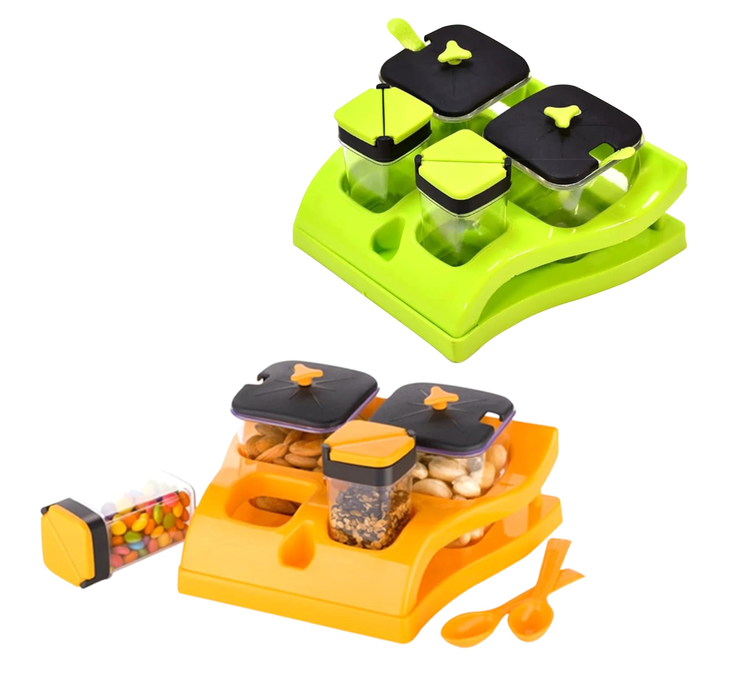 Combo Dining Standiy 4-Piece Container Set yellow and Green