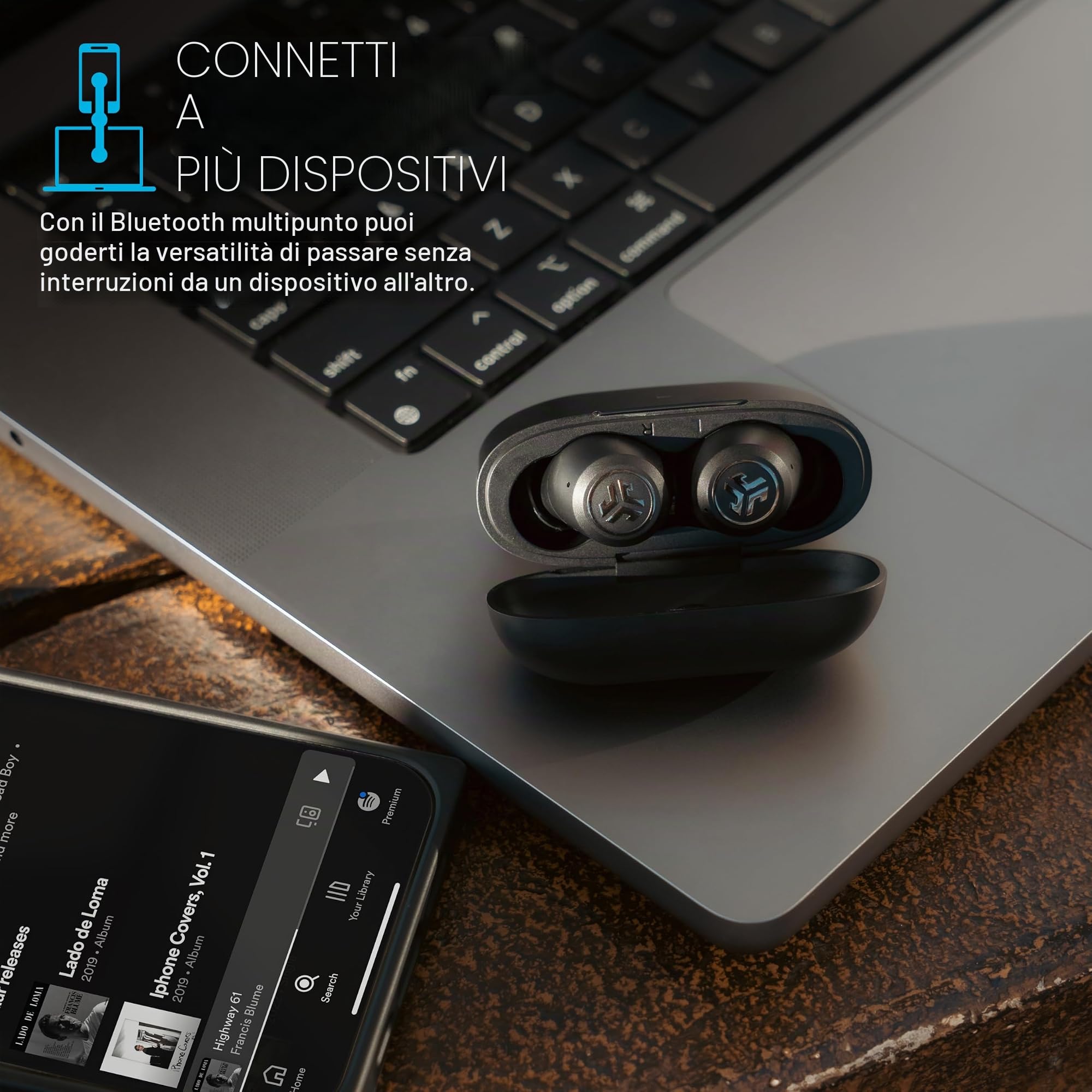 JLab JBuds ANC 3 Auricolari Bluetooth Cancellazione Rumore - 42h | Cancellazione Attiva del Rumore, 42 Ore, Cuffie Wireless IP55 Resistenti al Sudore, Suono EQ3, in-ear con Microfono