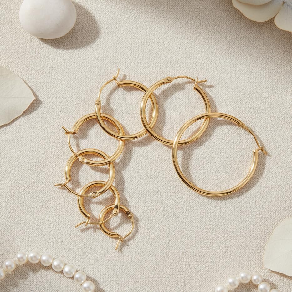 14K Gold Earrings for Women 14K Gold Hoop Earrings for Women Dainty Hoop Earring for Womens Hoops Sleek Chic Womens Hoops Earring 12/14/16/18/20/25/30mm - Image 6