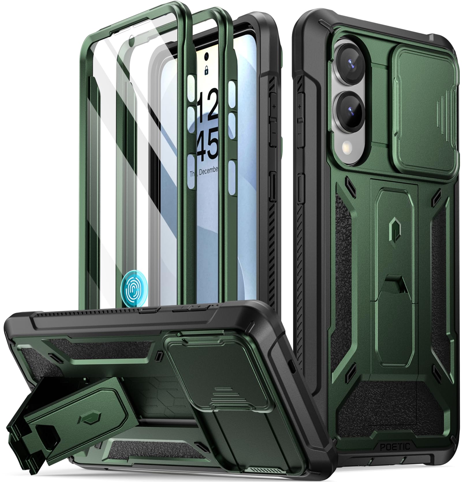Poetic Spartan Case for Galaxy S25 Edge 6.7", [Slide Camera Cover] [Screen Protector Works with Fingerprint ID] Military Grade Rugged Shockproof S25
