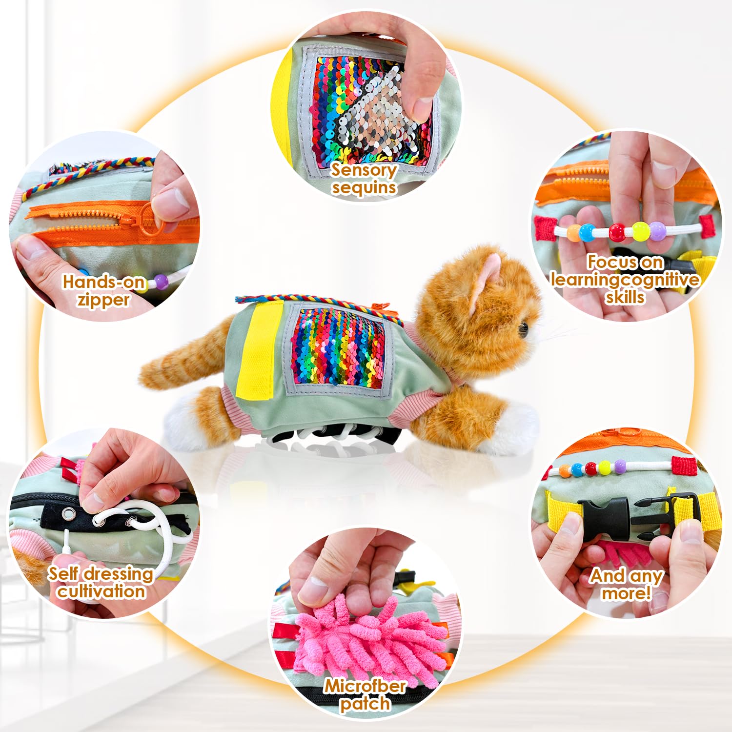 Fidget Blanket for Dementia Fidget Cat Blanket for Elderly Fidget Sensory Cat Blanket for Seniors with Alzheimer’s - Image 3
