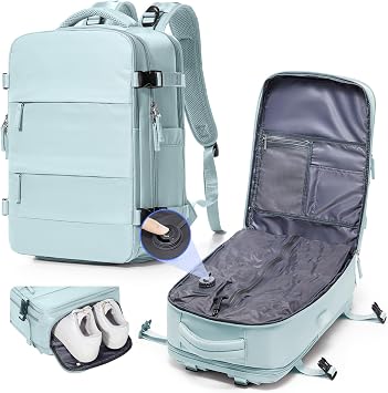 suradar Ryanair Vacuum Backpack Travel Bag with Integrated Pump Light Blue