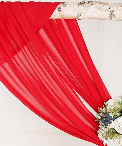 Miniatura 7 de SHERWAY 2 paneles de cortinas de tela de gasa para arco de boda, paneles de cortina de telón de fondo de fiesta, decoración de ceremonia y recepción