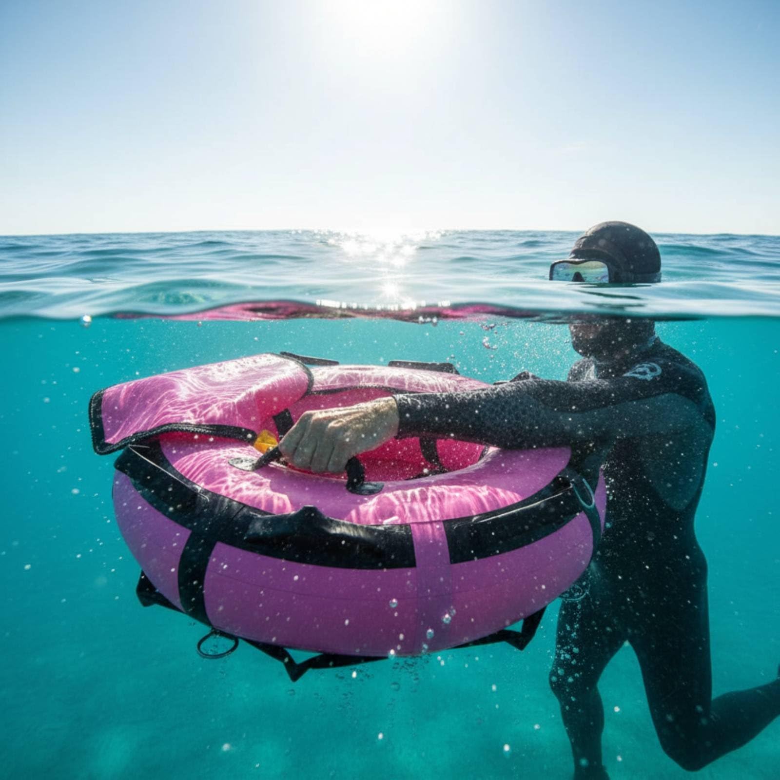 Aufblasbare Boje Taucherboje Freediving Boje Signalboje Markierungsboje aus PVC mit Heller Sichtbarkeit Sicherer Befestigung Und Einfachem Handling