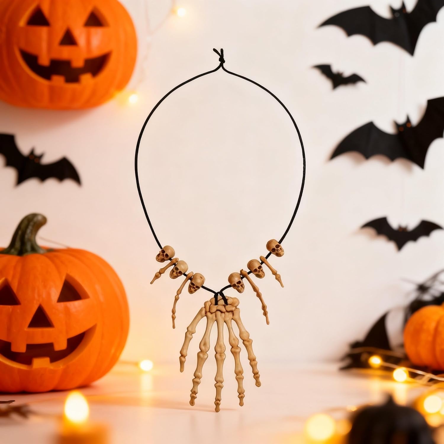 Halloween Skeleton Necklaces, 2Pcs Skull Hand Bone Pendant, Cosplay Costume Jewelry Accessories - Image 8