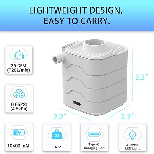 Miniatura 2 de Minibomba de aire eléctrica portátil para inflables, anillos de natación, almohadillas de dormir, bolsas de vacío, colchón, fogatas de camping e