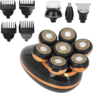 Barbeador elétrico 5 em 1, barbeador de cabelo elétrico de cabeça flutuante inteligente IPX7 à prova d'água, 5 lâminas USB recarregável para cuidados com o cabelo