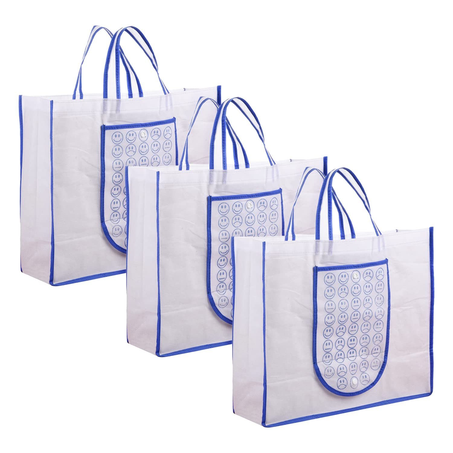 Kuber Industries Grocery Hand Bag | Shopping Bag for Vegetables | Foldable Hand Bag with Front Pocket & Handle | Pack of 3 | Blue (B0C2ZJKNSM) Amazon Price History, Amazon Price Tracker