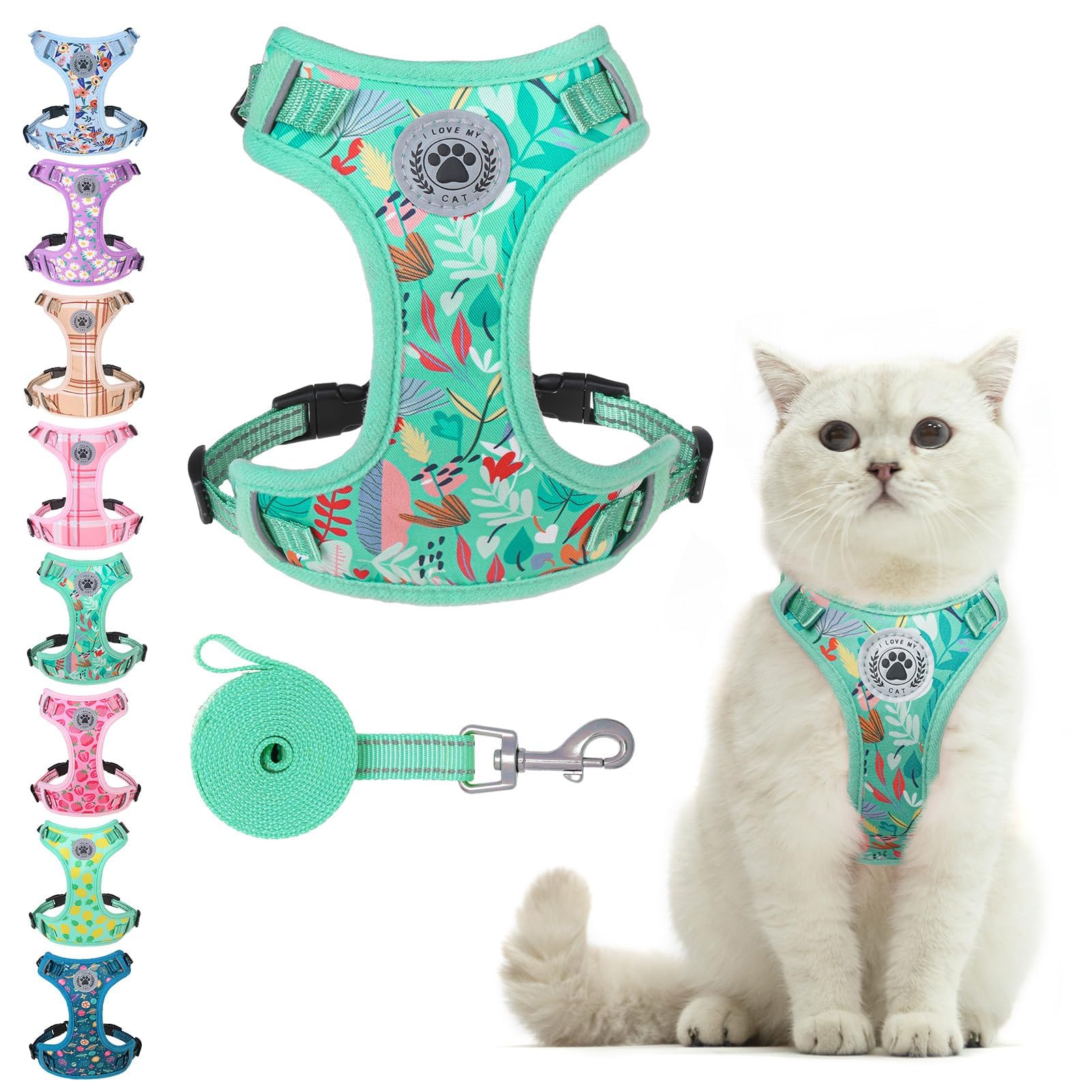 BEAUTYZOO Cat Harness and Leash Set for Walking Escape Proof, Neck Release Adjustable Harnesses for Kitten Puppy Small Medium Large Cats, Soft Cute Easy Control Small Cat Harness for Cats Boy Girls — image 1