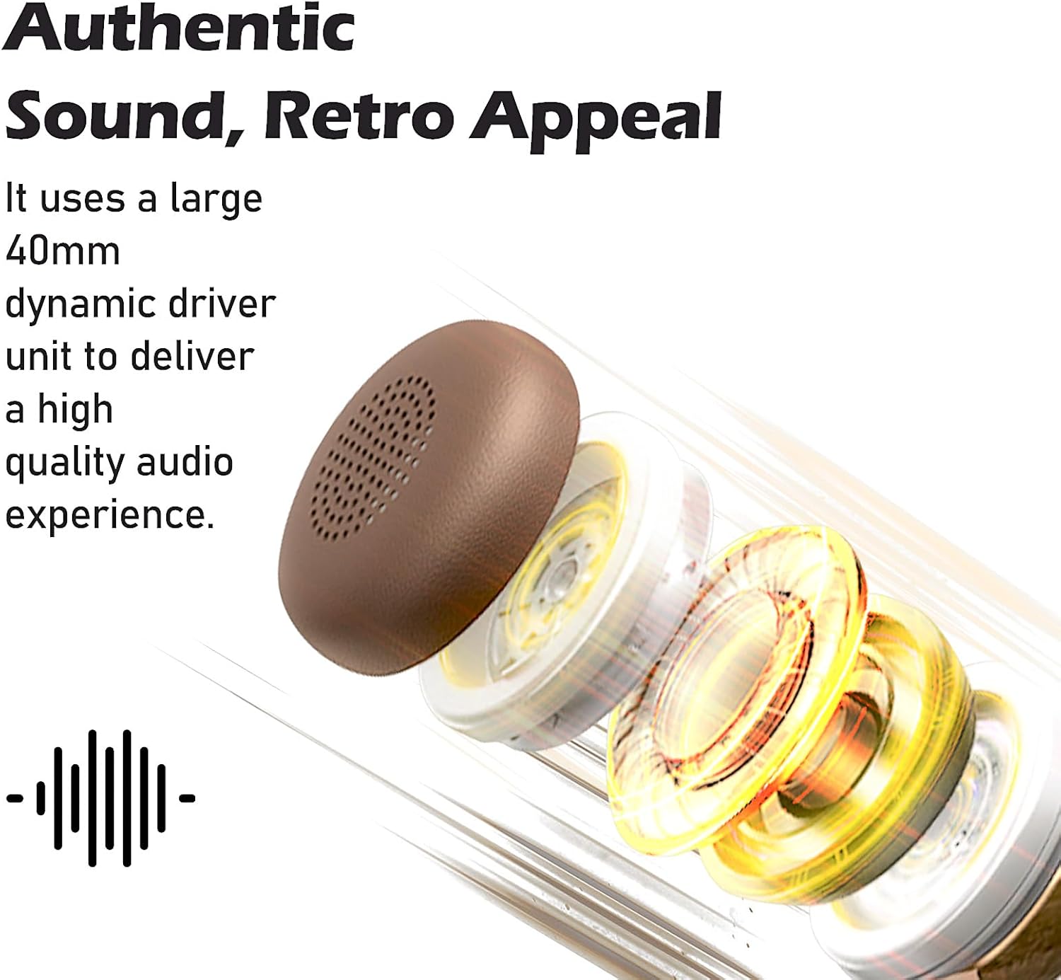 SANSUI ANC Wireless Headphones,Over Ear Headphones with 50H Battery Life,Active Noise Cancelling,Deep Bass,Memory Foam Ear Cups,Travel,Office,Bluetooth 5.4, Adjustable Headband, DT11 (Brown) - Image 2