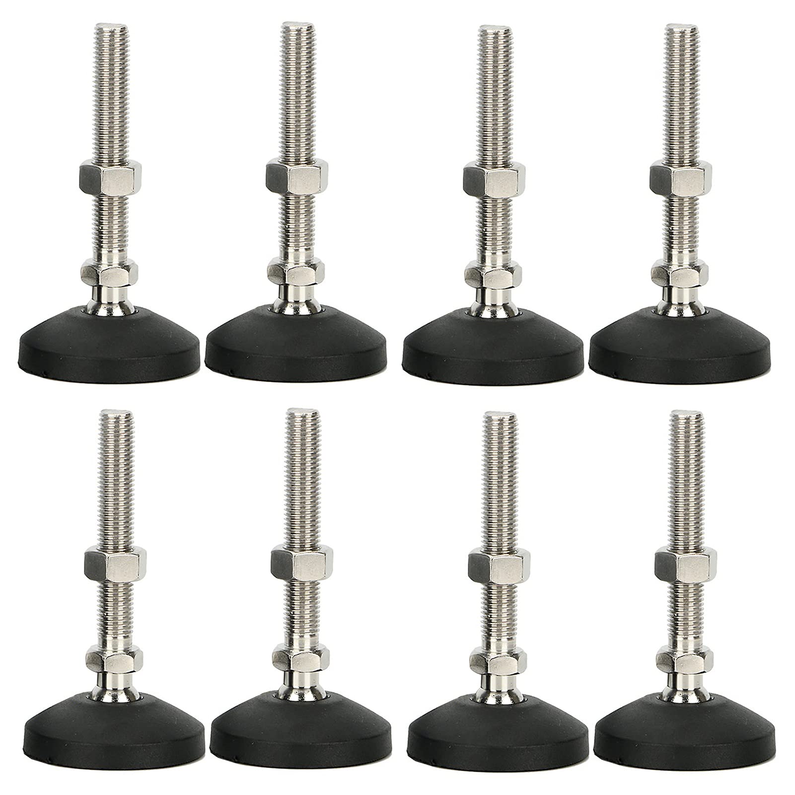 Piedini livellanti girevoli M16 Livellatori for gambe regolabili for carichi pesanti da 3,9" for attrezzature meccaniche for mobili, asta a vite in acciaio inossidabile 304 + base in nylon in