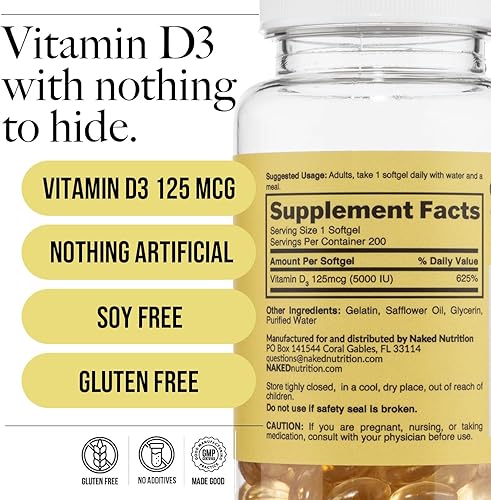 Miniatura 5 de NAKED Vitamina D3-5000 UI - 200 geles blandos