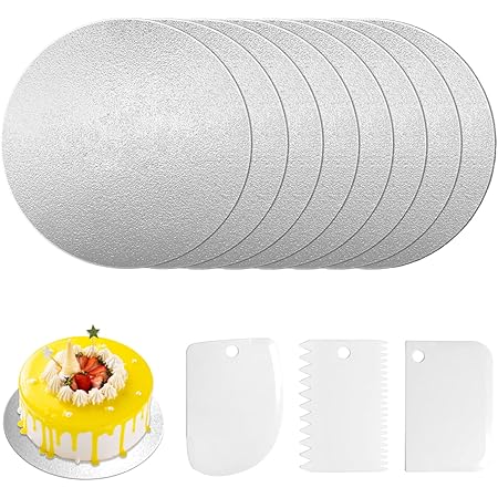 8 Stück Tortenplatten 30cm Rund - Gold & Silber Cake Boards 3mm Stark