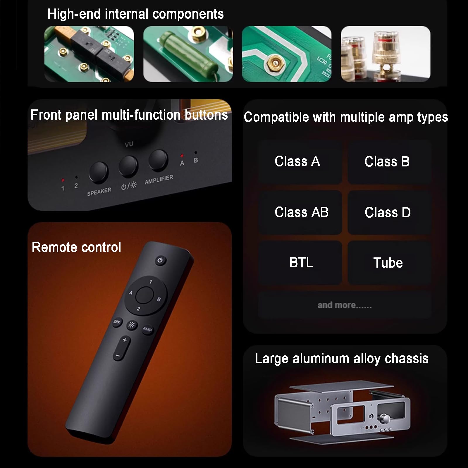 Audio Switcher 2-Wege Lautsprecher Selector Box mit Fernbedienung und Dual Analog VU Meter für HiFi Verstärker und Passive Lautsprecher