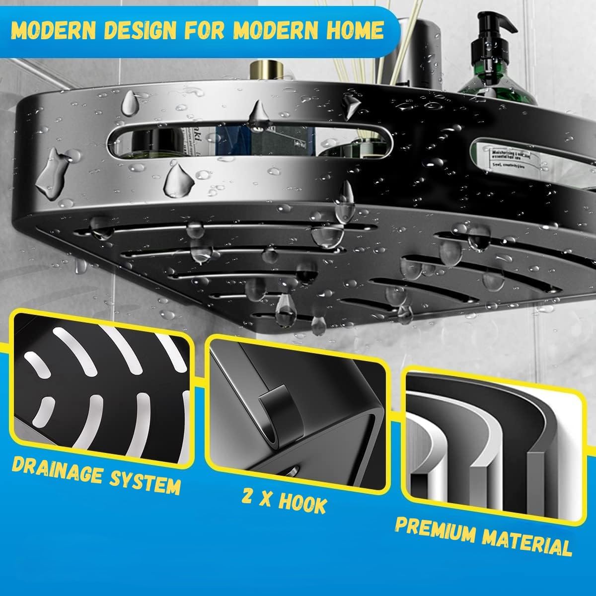 Bathroom Corner Shelves Bathroom Organiser Corner Shelf for Bathroom Wall Self Adhesive Bathroom Shelf Bathroom Corner Stand Corner Rack for Organiser Without Drill(Pack of 1)