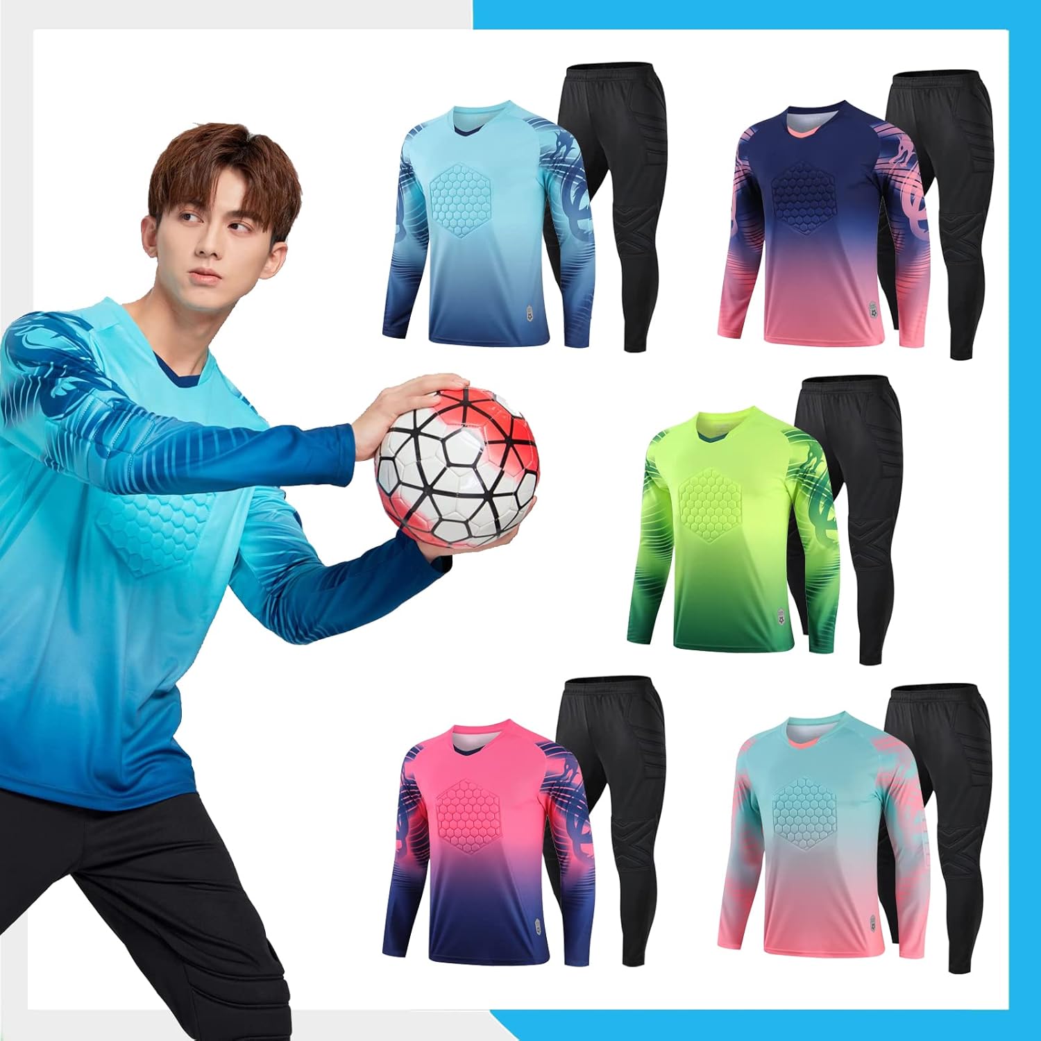 TOMIYO Custom Goalie Jersey Soccer for Adult Kids Goalkeeper Jersey Personalized Long Sleeve Shirt Uniform with Name Team