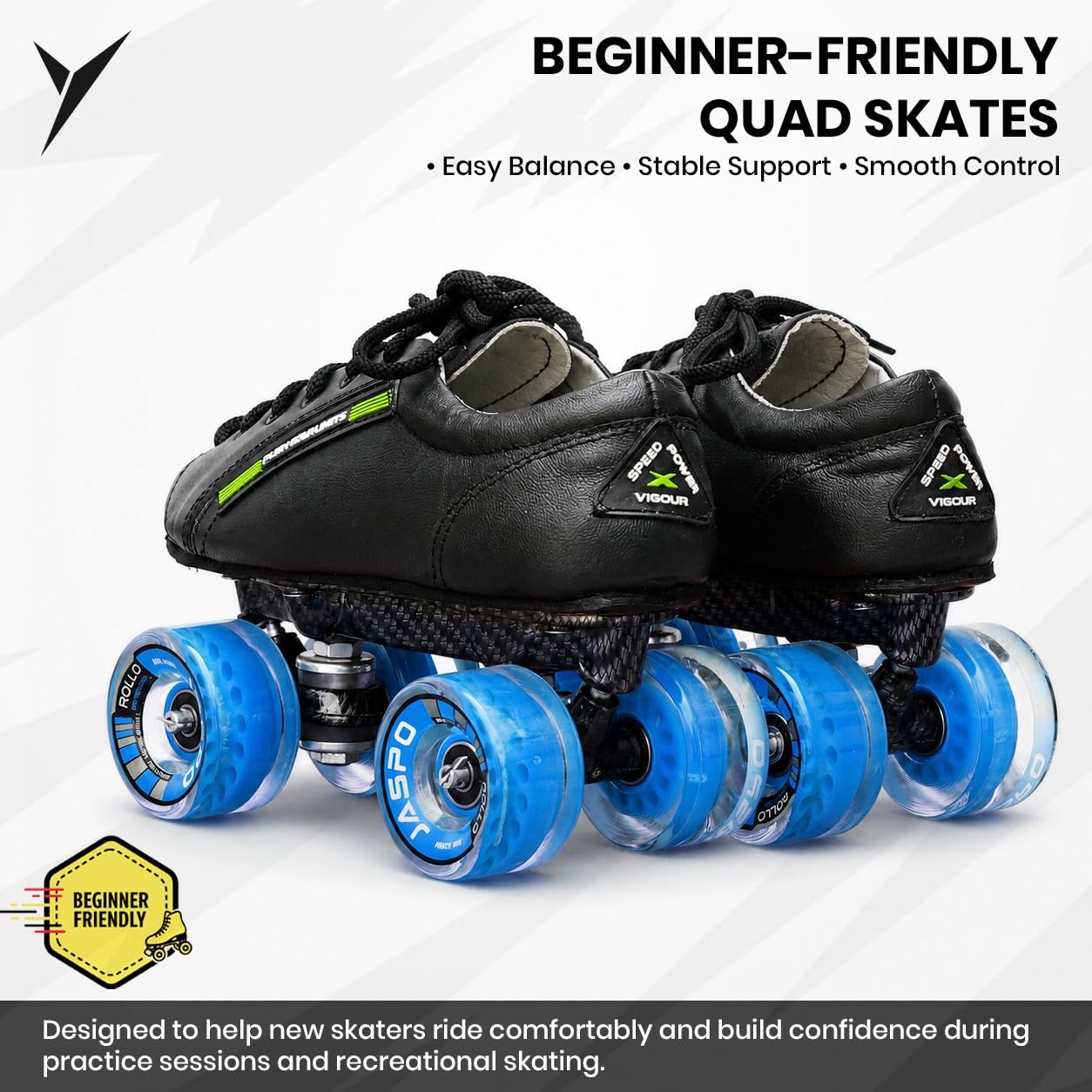 jaspo Unisex Pro Hyper Quad Outdoor Wheel Shoe Skates (1 Uk(Foot Length 21.8 Cms), Black) 4