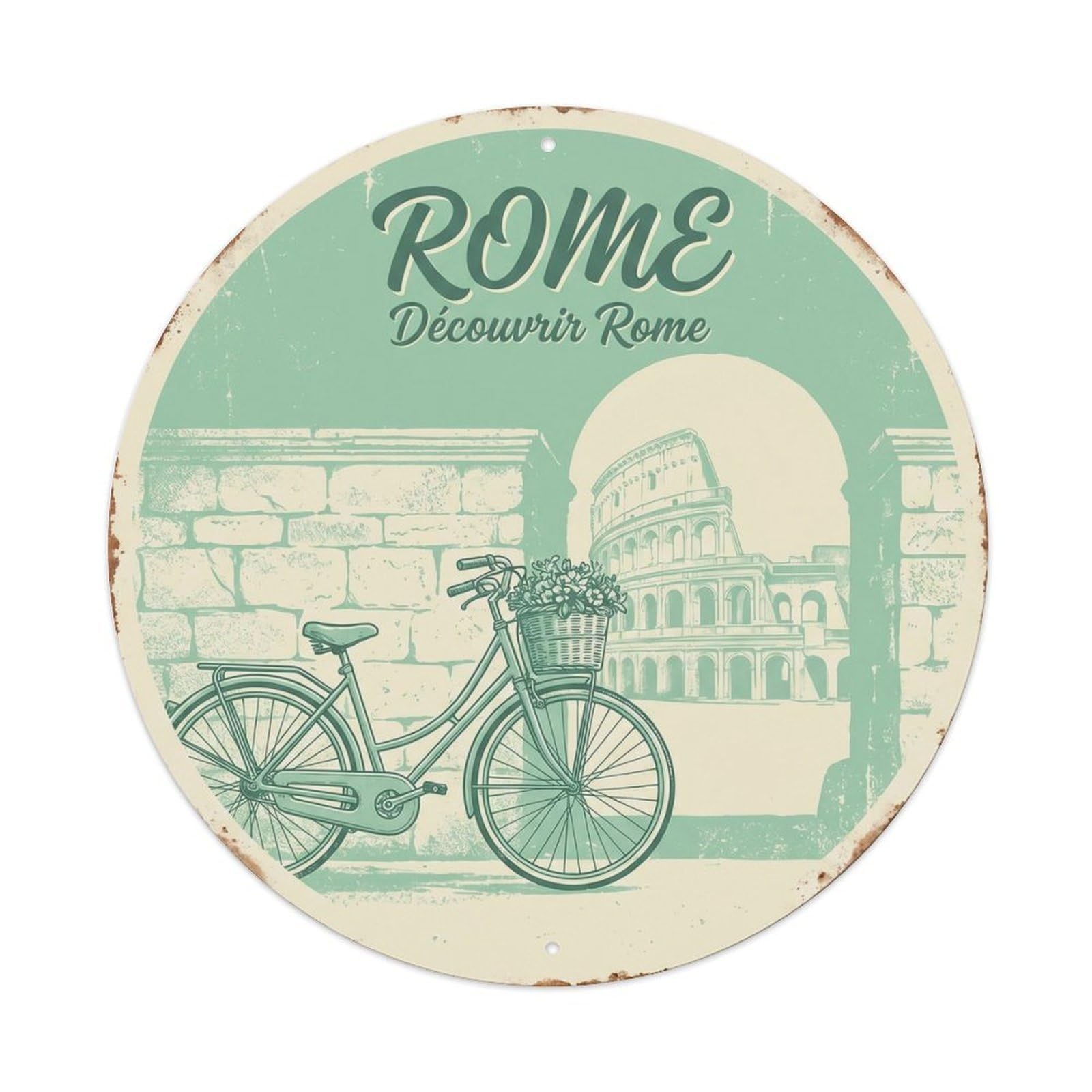 Okahys 8X8inch(20X20cm) Vintage Travel Italy Bicycle Classic Metal Tin Sign