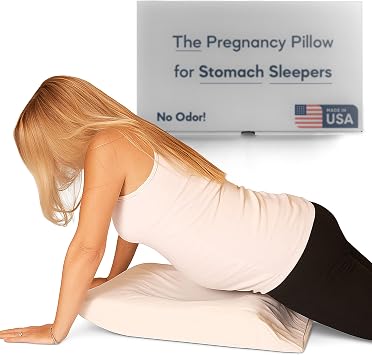 Belly Pillow, Pregnancy Pillow for Stomach Sleepers, USA Made, No Odor, Maternity Face Down for Sleeping on Stomach, Belly Sleeper, Organic Cotton Washable Cover | Maternity Face Down for Sleeping on Stomach, Belly Sleeper, No Foam Odor, Organic Cotton Washable Cover, Made in USA