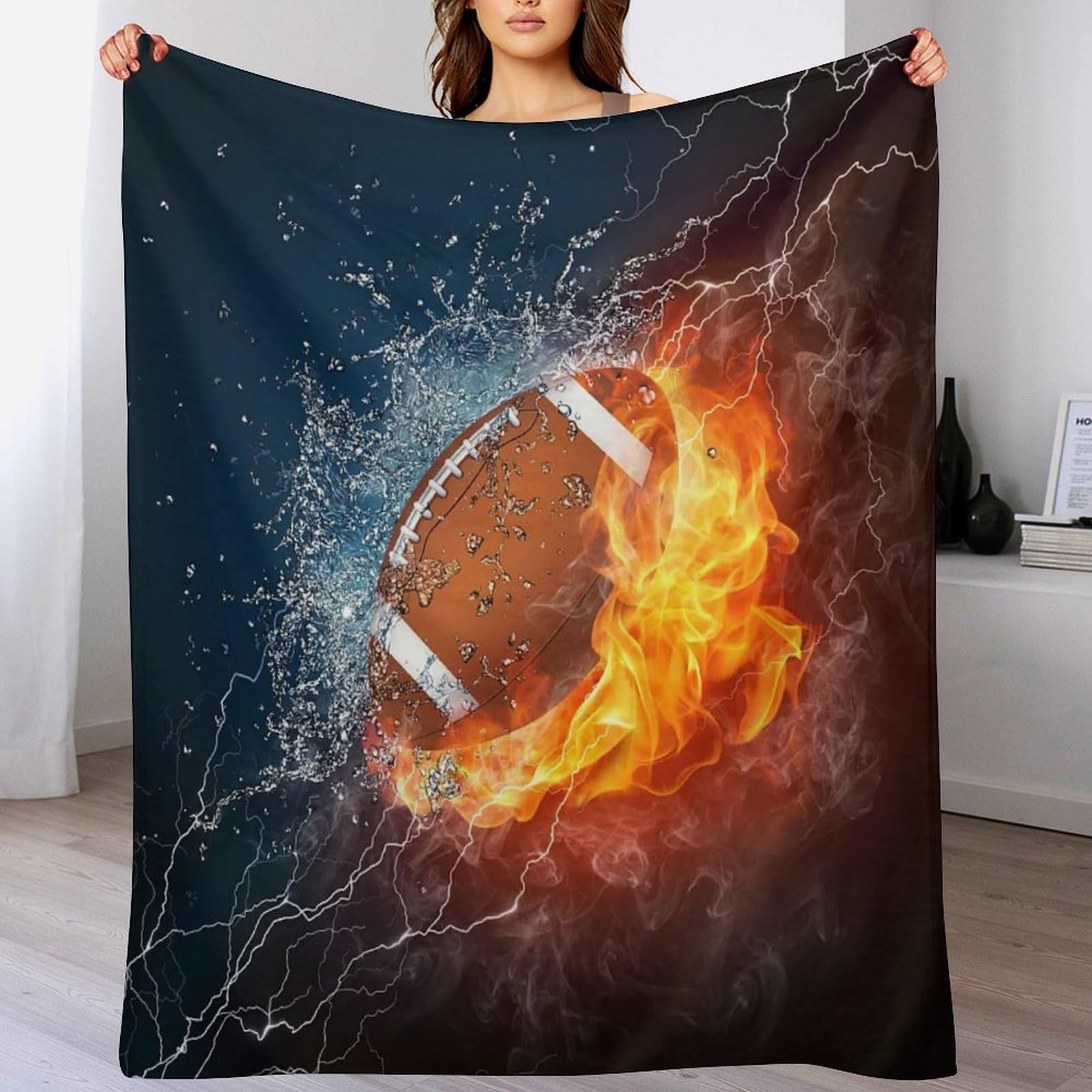 Couverture rugby en flannel douce pour lit et canapé 100x130cm