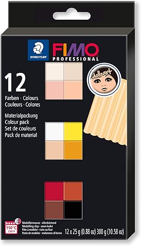 STAEDTLER 8073 C12-1 FIMO Professional Doll Art - Arcilla para modelar endurecida al horno, varios colores (12 x 0.88 oz de medios bloques) disponible en Yaxa El Salvador