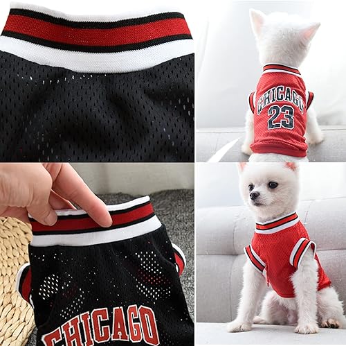 Miniatura 3 de Ropa de baloncesto para perros, chaleco para mascotas, camiseta para cachorros, linda camiseta de algodón para perros grandes, chihuahua mediano y