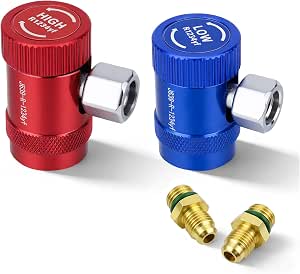 R1234yf Quick Coupler Adapter Kit, High/Low Pressure AC Fittings for Vehicle Service