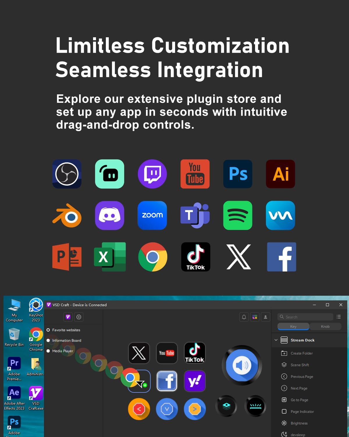 TreasLin VSDinside Stream Controller Deck Stream Dock with 12 Customizable Macro Keys to Trigger Actions in OBS Twitch YouTube for Content Creators Streaming Gaming Compatible with PC & Mac N3 White