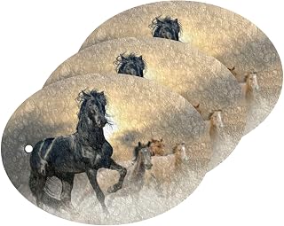 Scrub Sponge Black Stallion Horse Kitchen Washing Dishes Cleaning Sponges Sunset Non Scratch Sponge for Dish Countertops Sinks Floors Showers Tile Sinks, 3 Pack